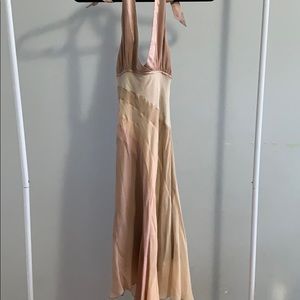 Bebe Halter Multi-Color Pink Midi Dress